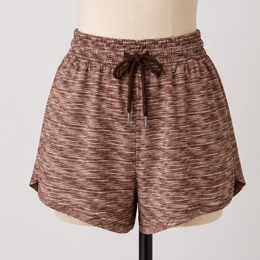 LA + Image Brown Space Dye 2-in-1 Athletic Running Shorts Built-in Liner Large